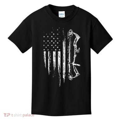 American Flag Bowhunting Bow Archery Kids T-Shirt