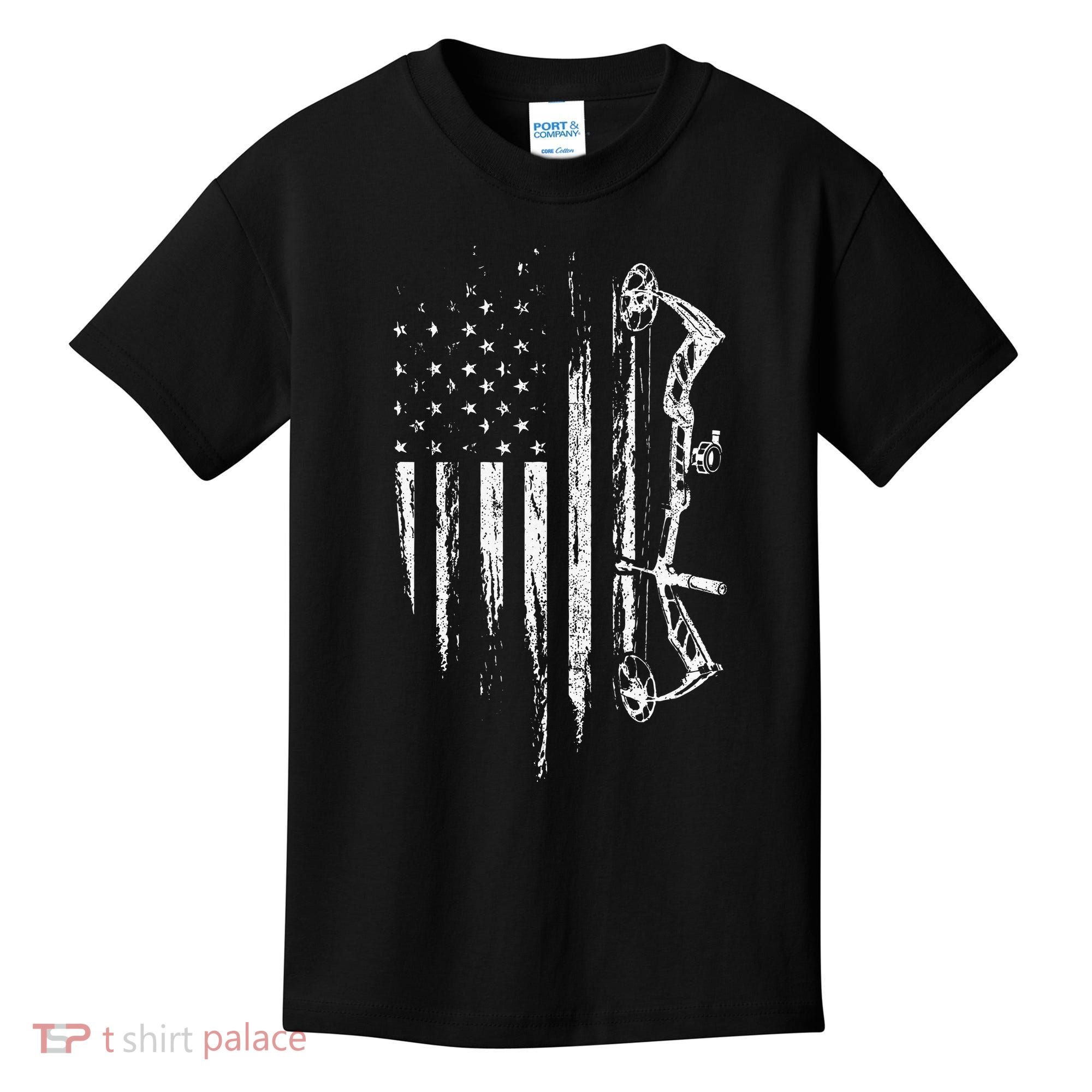 American Flag Bowhunting Bow Archery Kids T-Shirt