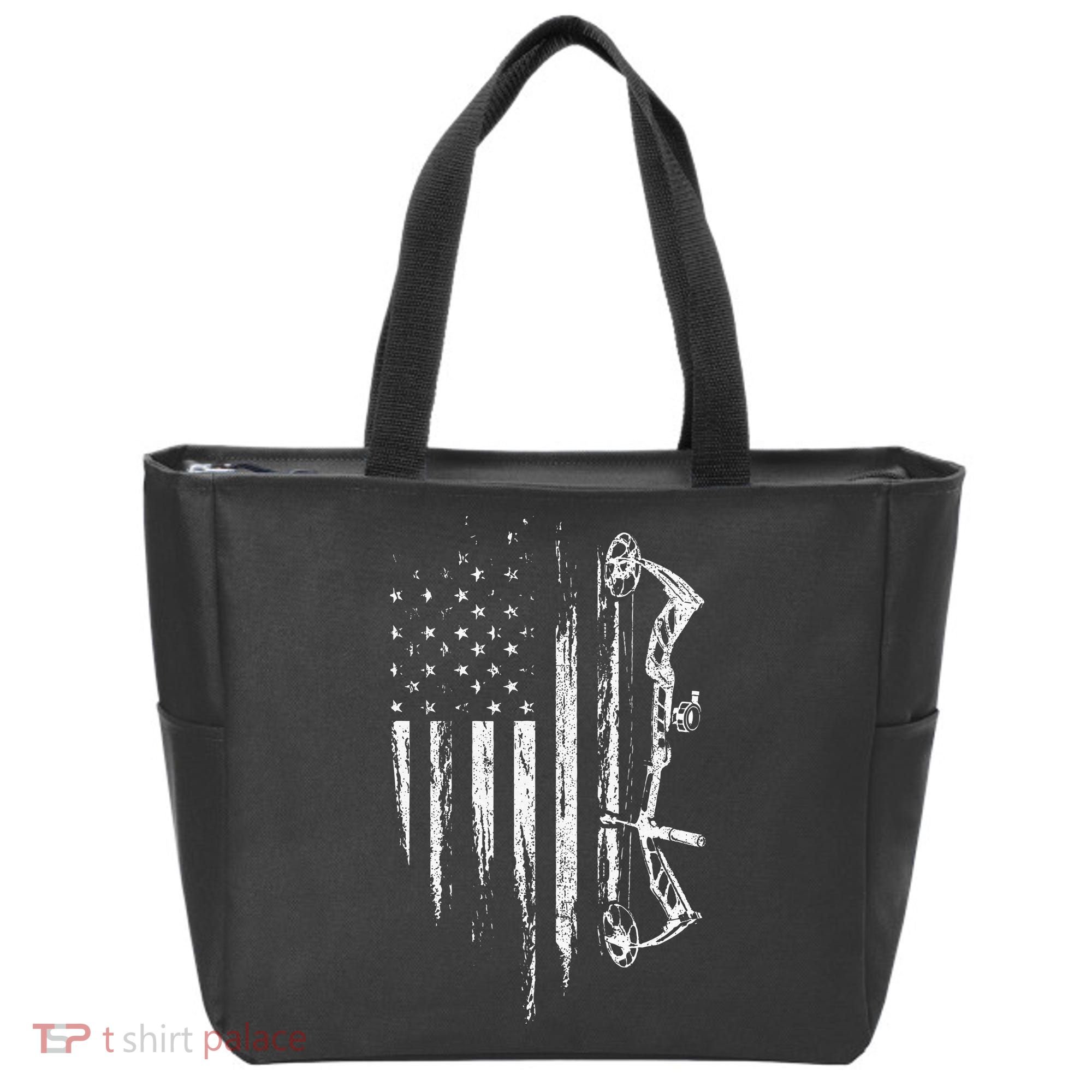 American Flag Bowhunting Bow Archery Tote Bag