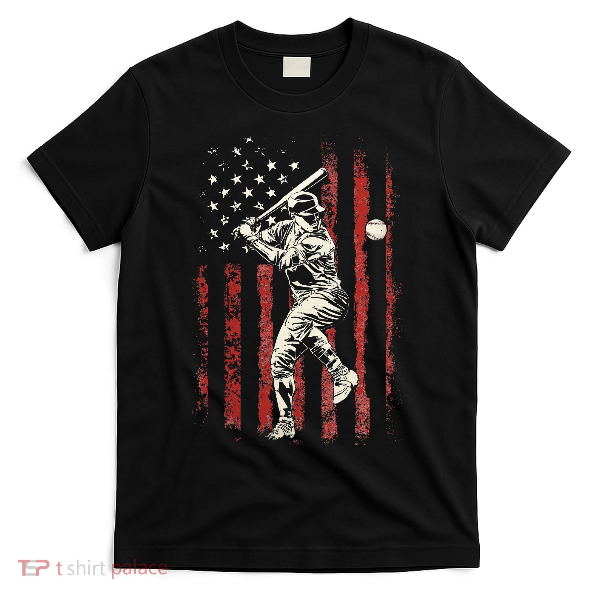 American Flag Baseball Team T-Shirt