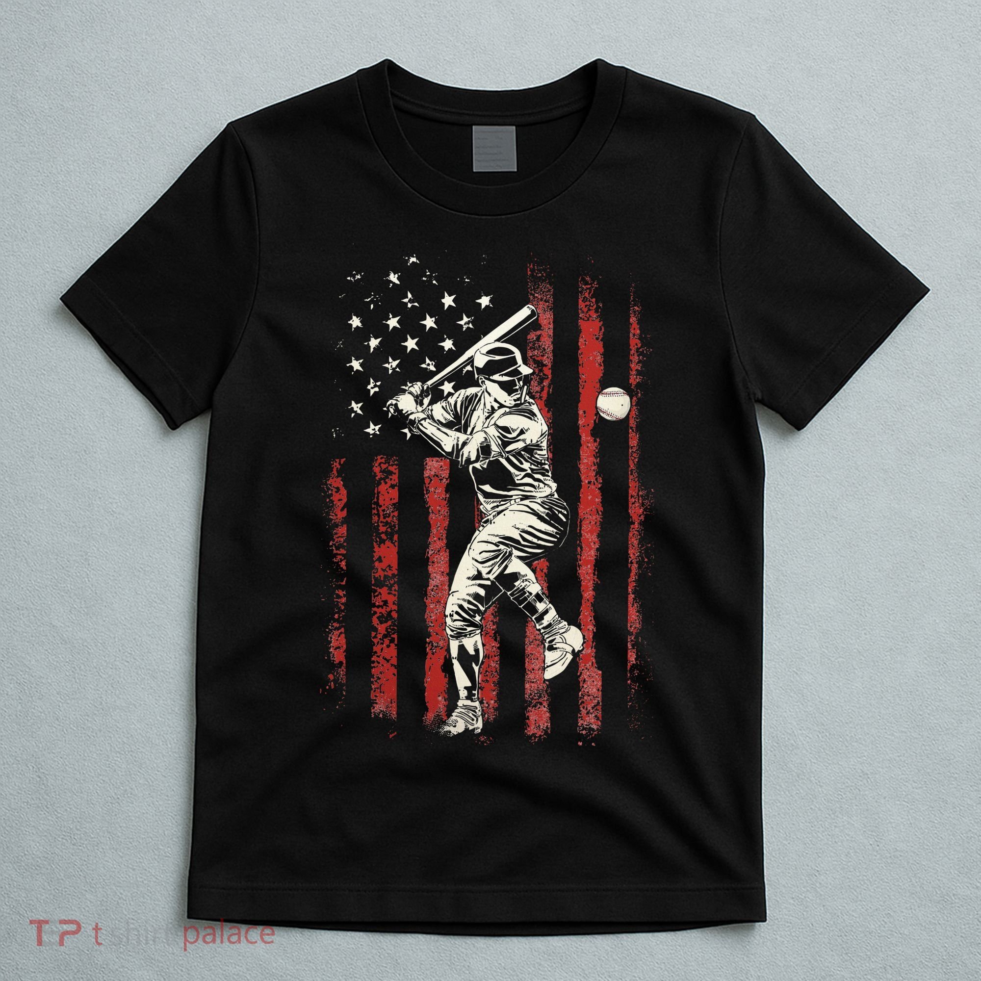 American Flag Baseball Team T-Shirt