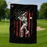 American Flag Baseball Team Golf Towel thumb 1