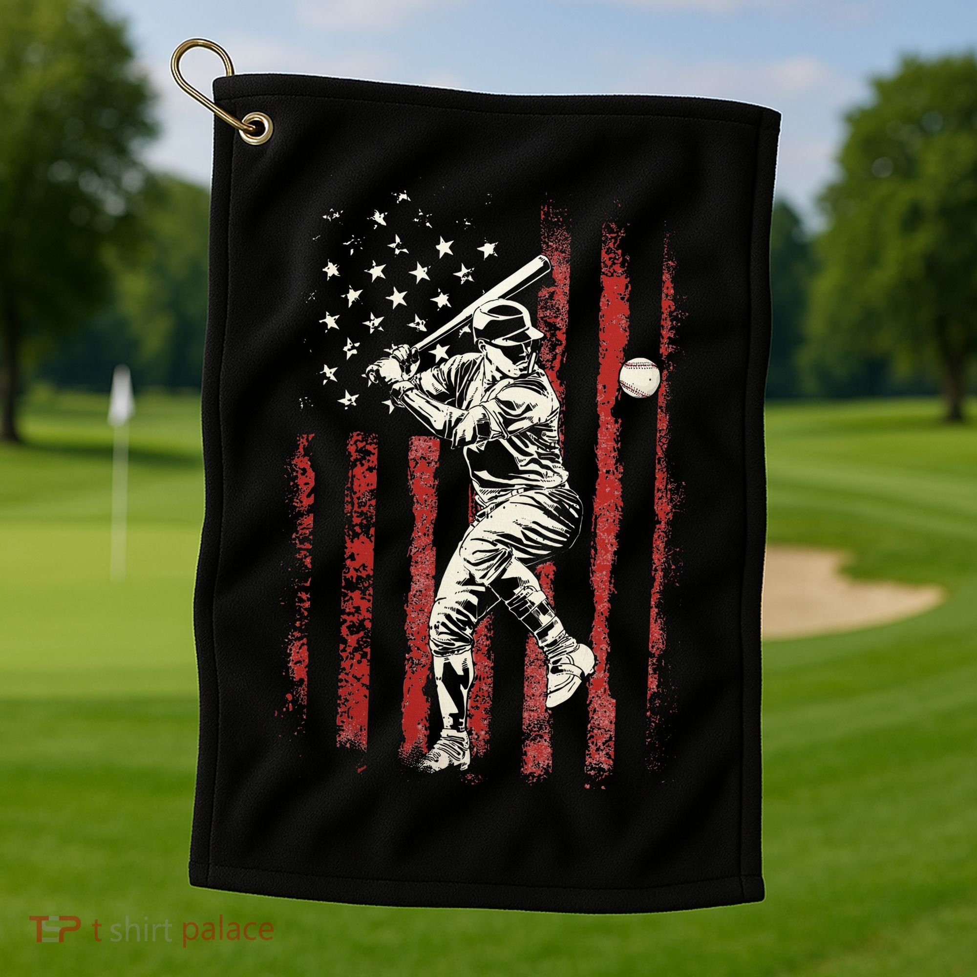 American Flag Baseball Team Golf Towel