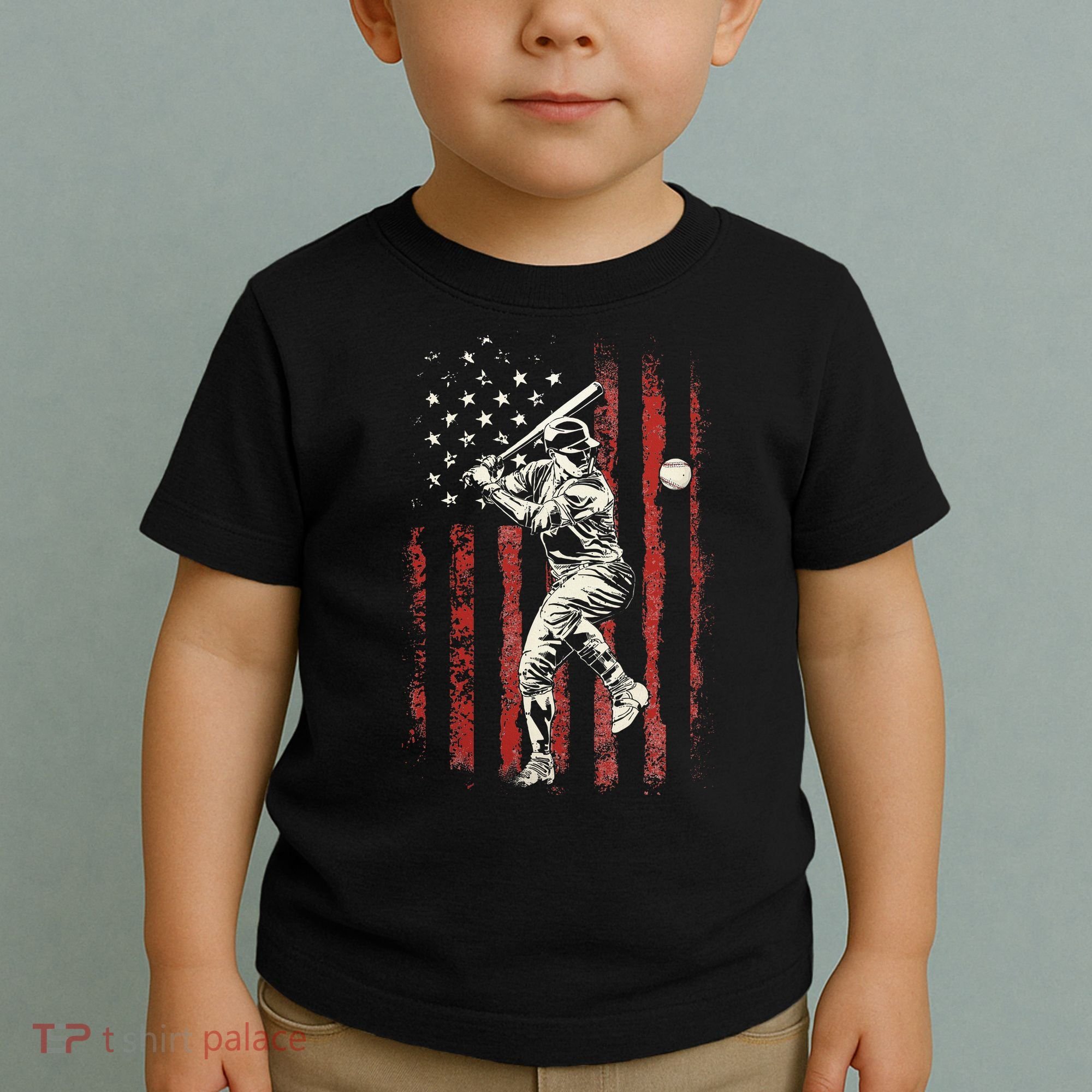 American Flag Baseball Team Toddler T-Shirt