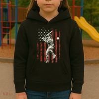 American Flag Baseball Team Kids Hoodie thumb 3