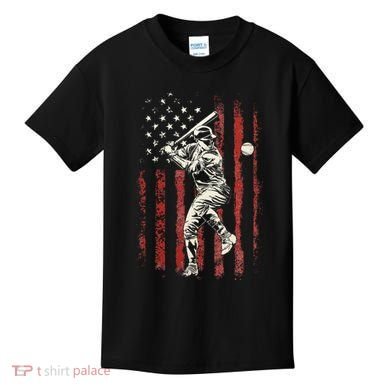 American Flag Baseball Team Kids T-Shirt