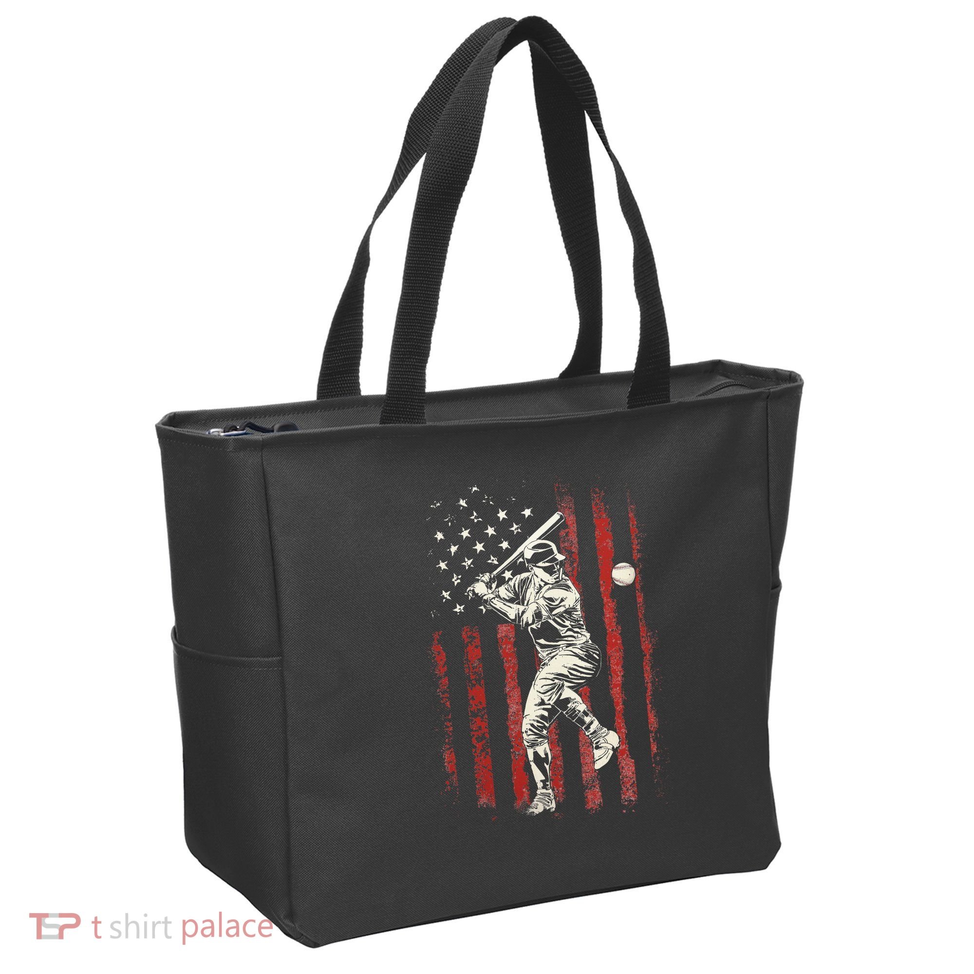 American Flag Baseball Team Tote Bag