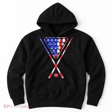 American Flag Billiards Pool Cue And Rack Design Gift Hoodie