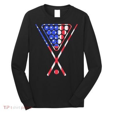 American Flag Billiards Pool Cue And Rack Design Gift Long Sleeve Shirt
