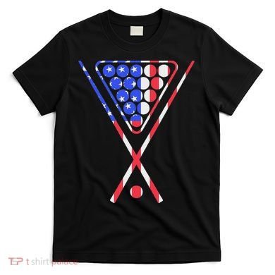 American Flag Billiards Pool Cue And Rack Design Gift T-Shirt