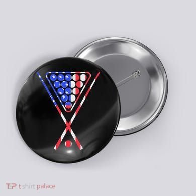 American Flag Billiards Pool Cue And Rack Design Gift Button