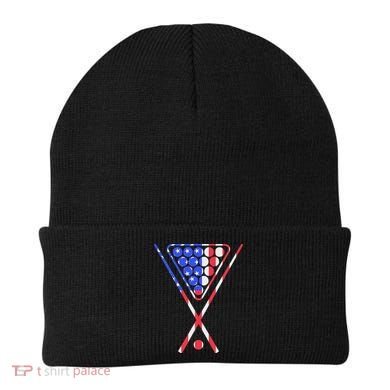 American Flag Billiards Pool Cue And Rack Design Gift Beanie