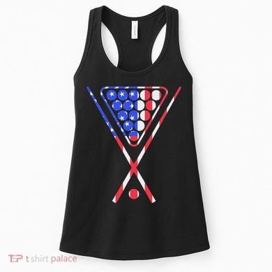 American Flag Billiards Pool Cue And Rack Design Gift Women's Tank Top