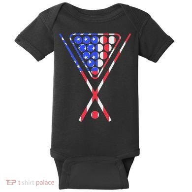 American Flag Billiards Pool Cue And Rack Design Gift Baby Bodysuit