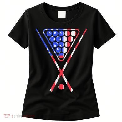 American Flag Billiards Pool Cue And Rack Design Gift Women's T-Shirt