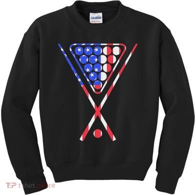 American Flag Billiards Pool Cue And Rack Design Gift Kids Sweatshirt