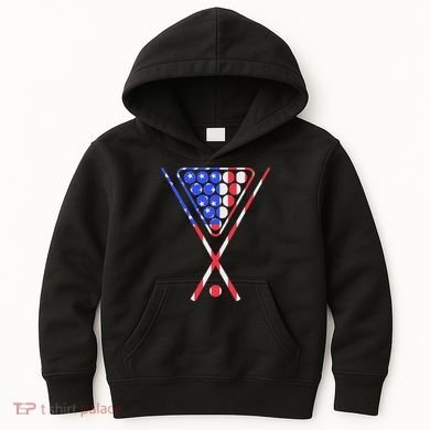 American Flag Billiards Pool Cue And Rack Design Gift Kids Hoodie