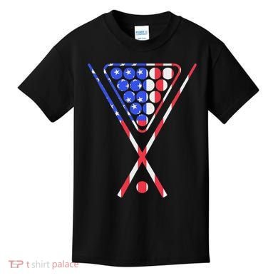 American Flag Billiards Pool Cue And Rack Design Gift Kids T-Shirt