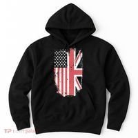 American Flag & British Flag Usa Uk Stars Stripes Union Jack Hoodie thumb 0
