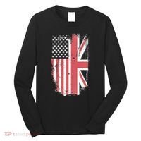 American Flag & British Flag Usa Uk Stars Stripes Union Jack Long Sleeve Shirt thumb 0