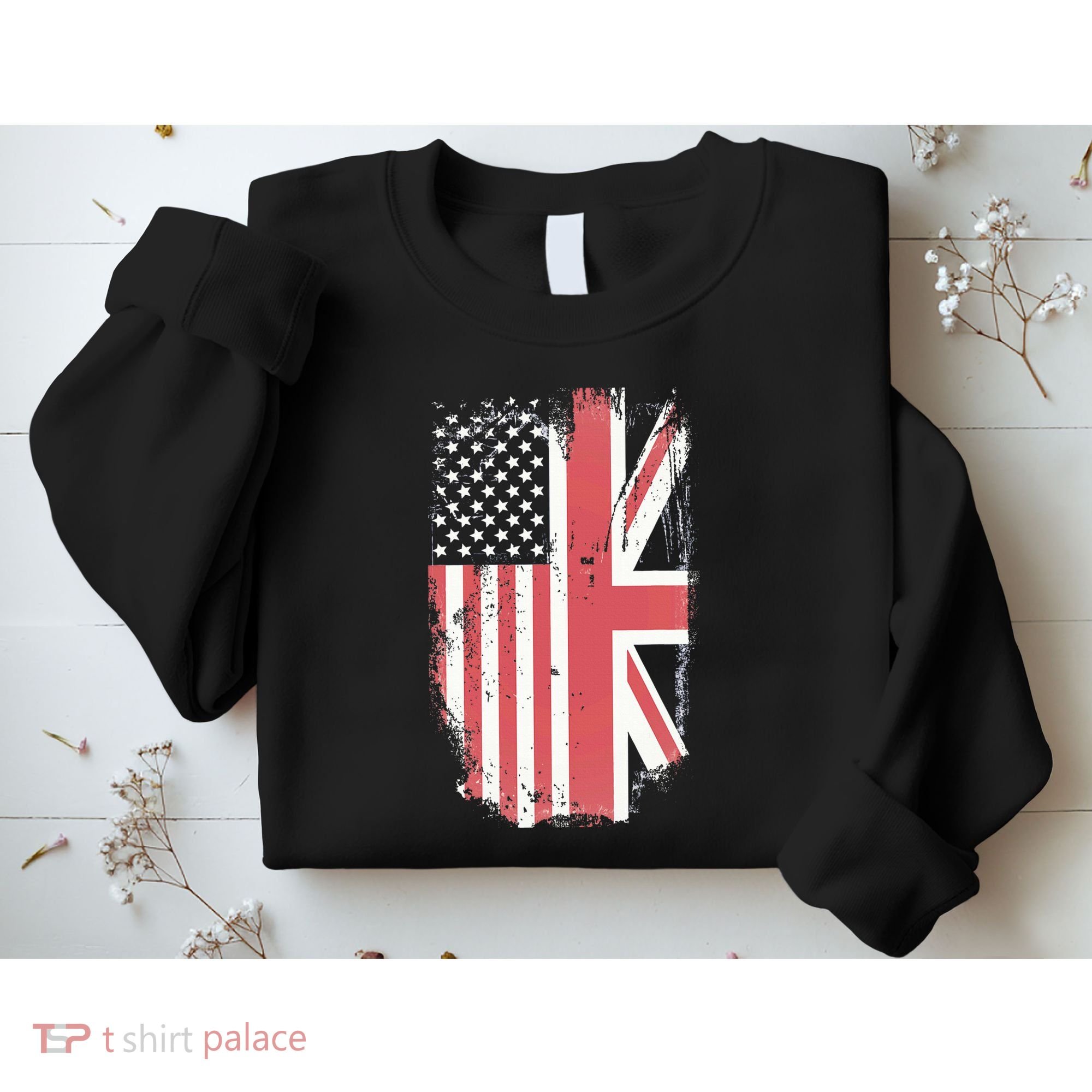 American Flag & British Flag Usa Uk Stars Stripes Union Jack Sweatshirt