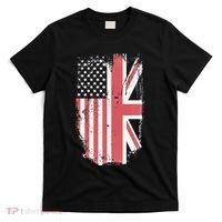 American Flag & British Flag Usa Uk Stars Stripes Union Jack T-Shirt thumb 0