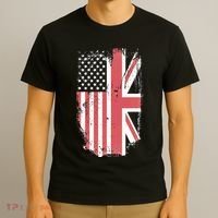 American Flag & British Flag Usa Uk Stars Stripes Union Jack T-Shirt thumb 3