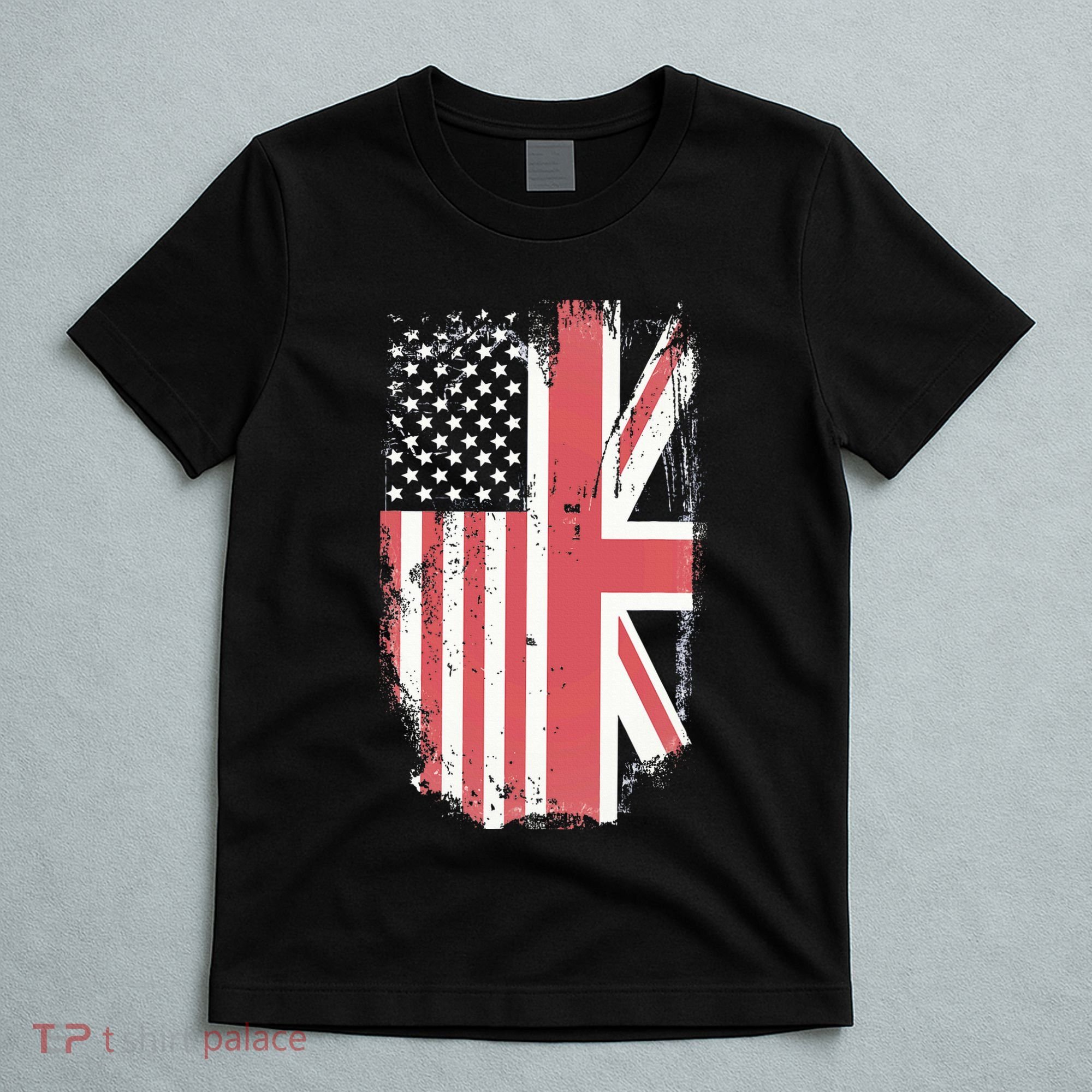 American Flag & British Flag Usa Uk Stars Stripes Union Jack T-Shirt
