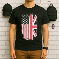 American Flag & British Flag Usa Uk Stars Stripes Union Jack T-Shirt thumb 6