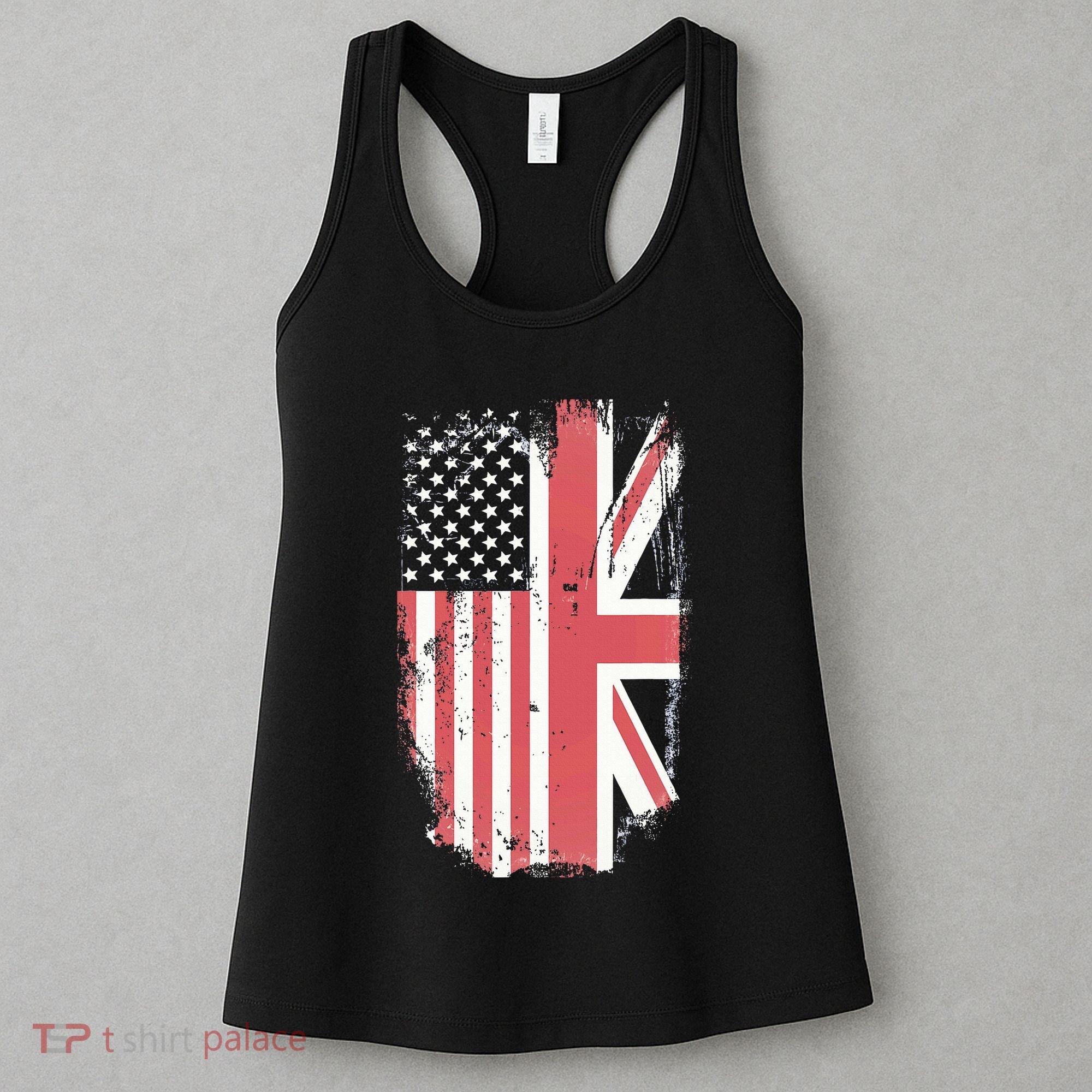 American Flag & British Flag Usa Uk Stars Stripes Union Jack Women's Tank Top