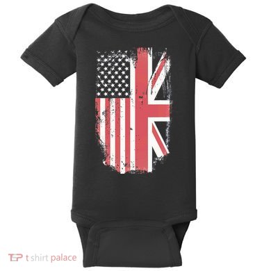 American Flag & British Flag Usa Uk Stars Stripes Union Jack Baby Bodysuit