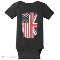 American Flag & British Flag Usa Uk Stars Stripes Union Jack Baby Bodysuit thumb 0