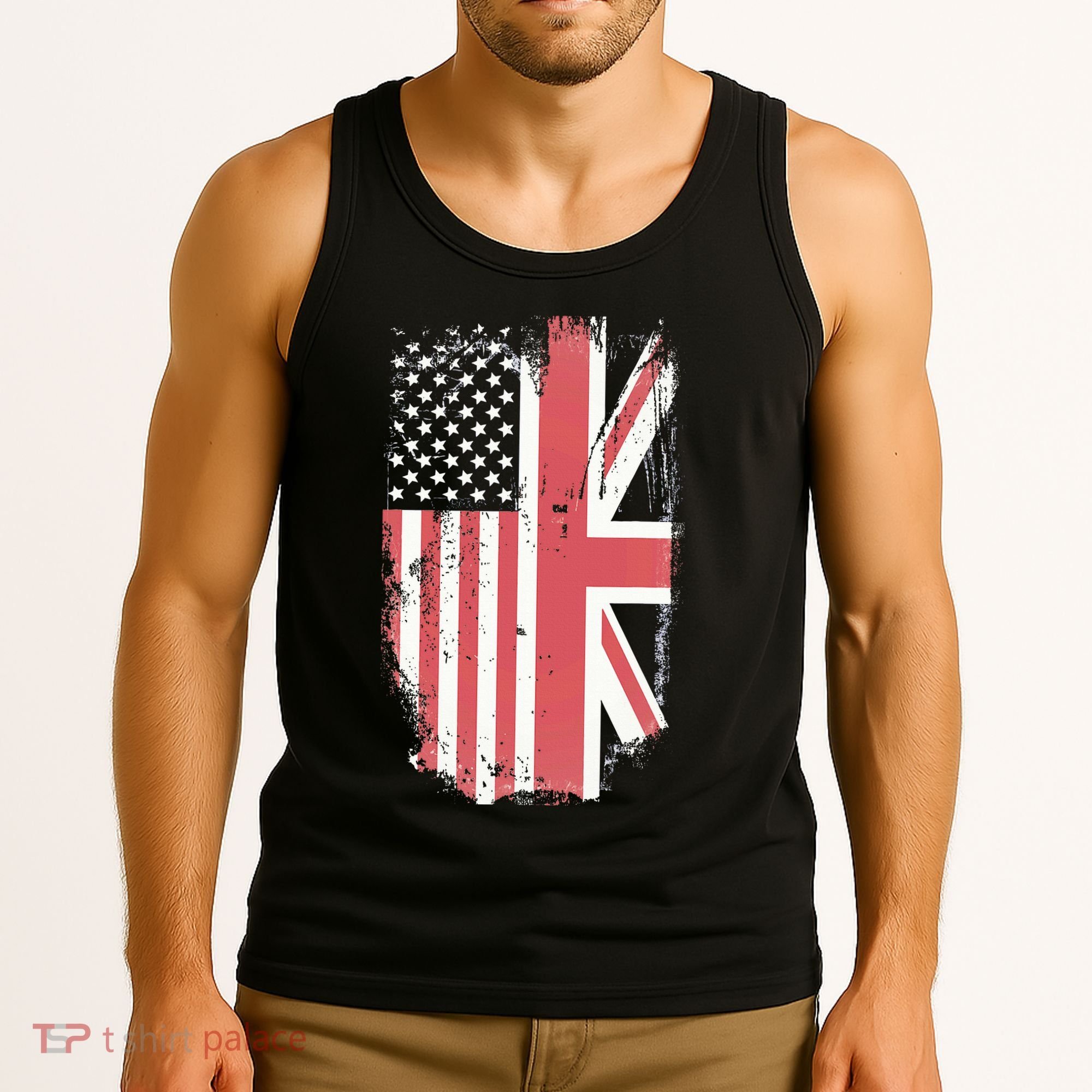 American Flag & British Flag Usa Uk Stars Stripes Union Jack Tank Top