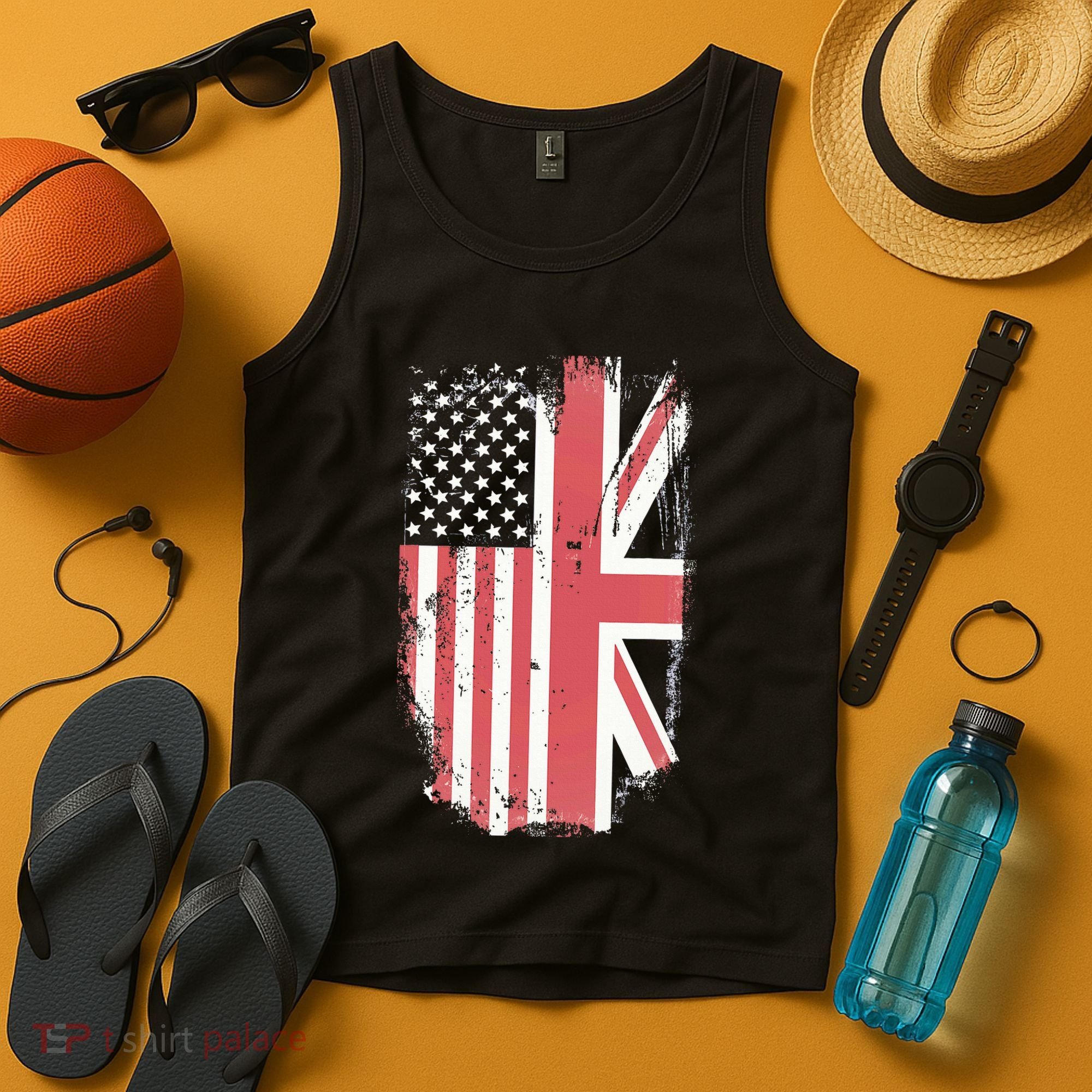 American Flag & British Flag Usa Uk Stars Stripes Union Jack Tank Top