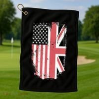 American Flag & British Flag Usa Uk Stars Stripes Union Jack Golf Towel thumb 1