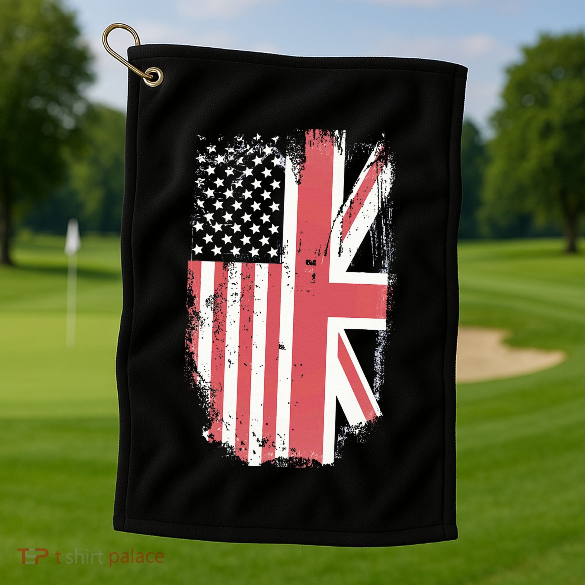American Flag & British Flag Usa Uk Stars Stripes Union Jack Golf Towel