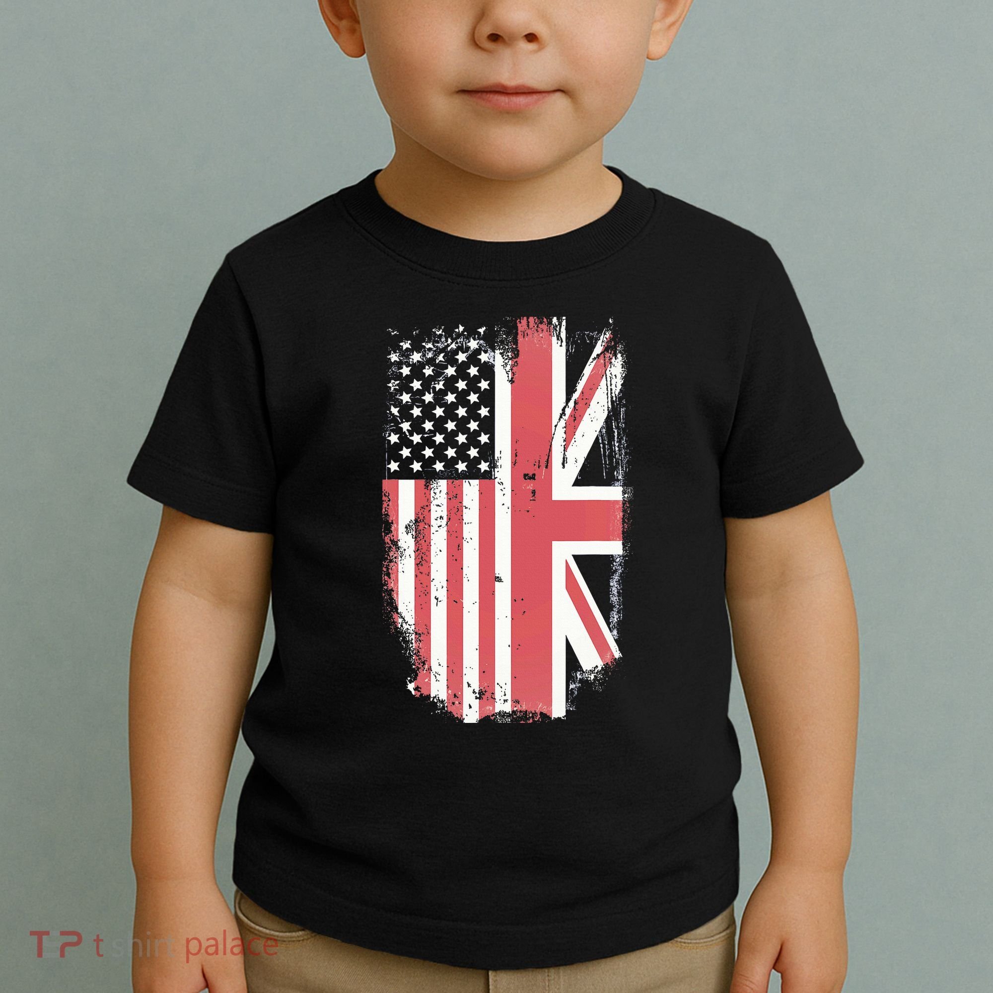 American Flag & British Flag Usa Uk Stars Stripes Union Jack Toddler T-Shirt