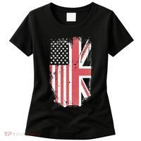 American Flag & British Flag Usa Uk Stars Stripes Union Jack Women's T-Shirt thumb 0