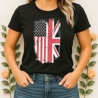 American Flag & British Flag Usa Uk Stars Stripes Union Jack Women's T-Shirt thumb 2