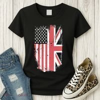 American Flag & British Flag Usa Uk Stars Stripes Union Jack Women's T-Shirt thumb 3