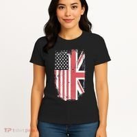 American Flag & British Flag Usa Uk Stars Stripes Union Jack Women's T-Shirt thumb 4