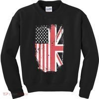 American Flag & British Flag Usa Uk Stars Stripes Union Jack Kids Sweatshirt thumb 0