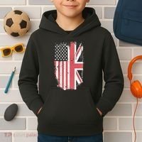 American Flag & British Flag Usa Uk Stars Stripes Union Jack Kids Hoodie thumb 2