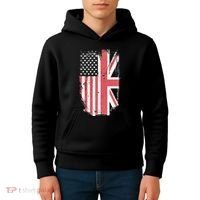 American Flag & British Flag Usa Uk Stars Stripes Union Jack Kids Hoodie thumb 4