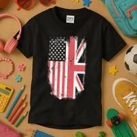 American Flag & British Flag Usa Uk Stars Stripes Union Jack Kids T-Shirt thumb 3
