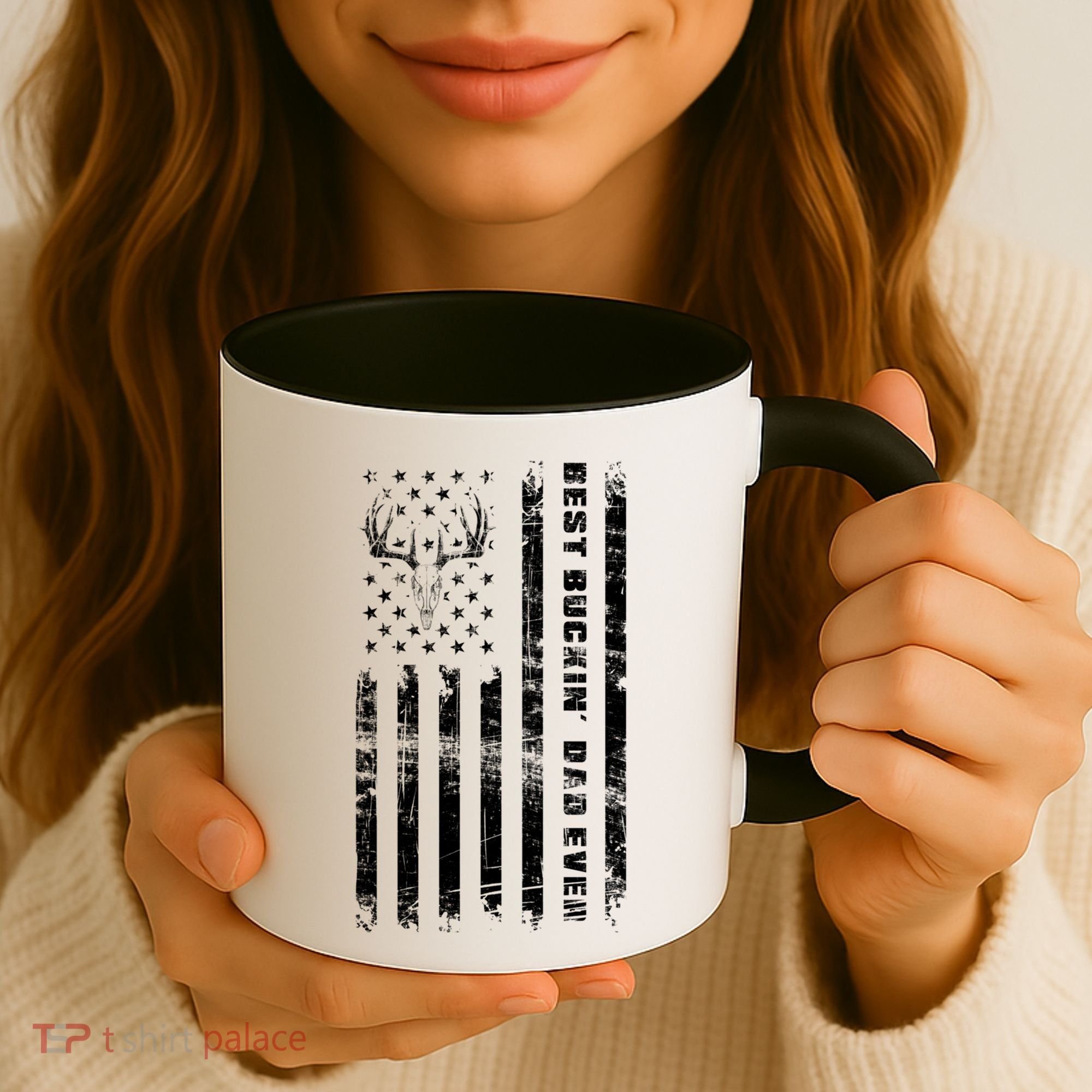 American Flag Best Buckin Dad Ever Gift Deer Hunter Gift Coffee Mug