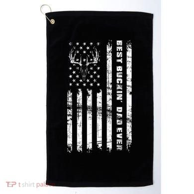 American Flag Best Buckin Dad Ever Gift Deer Hunter Gift Golf Towel