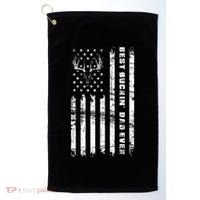 American Flag Best Buckin Dad Ever Gift Deer Hunter Gift Golf Towel thumb 0