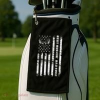 American Flag Best Buckin Dad Ever Gift Deer Hunter Gift Golf Towel thumb 2