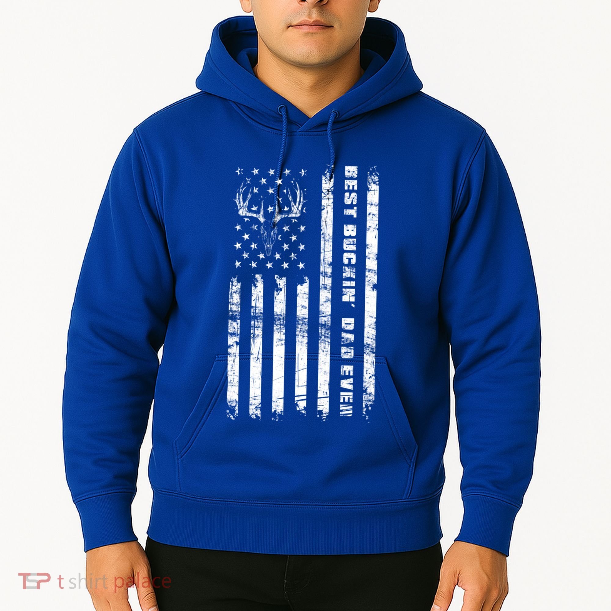 American Flag Best Buckin Dad Ever Gift Deer Hunter Gift Hoodie